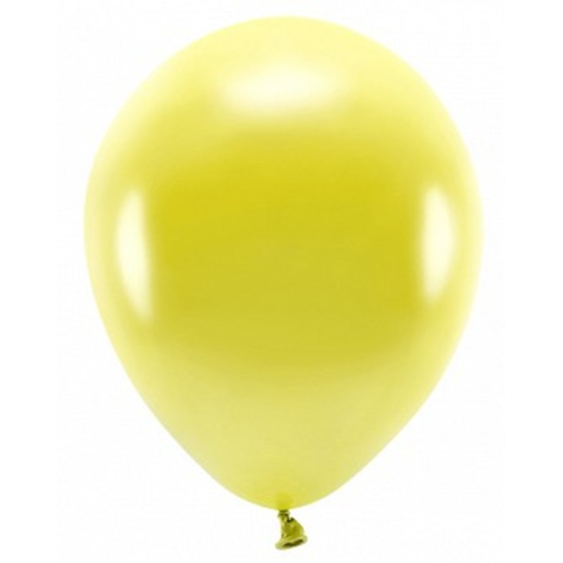 10 Eco metallic balloons yellow 26cm