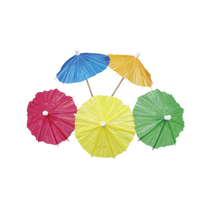 144 Holiday Island paper umbrellas multicolored 10cm