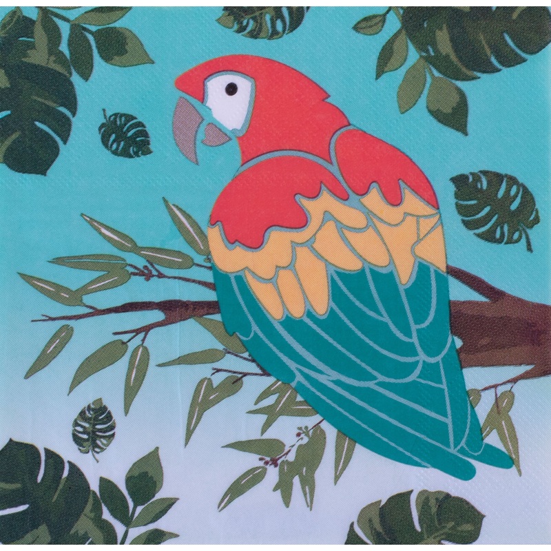 16 Caribbean Vibes parrot napkins 33cm