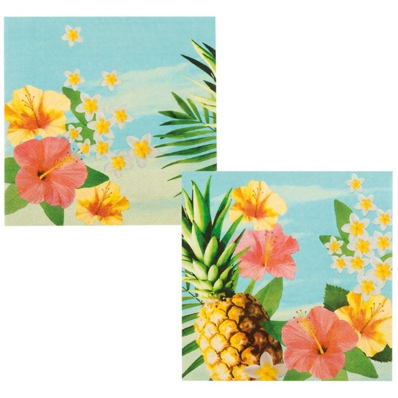 20 colorful Hawaiian napkins 33cm