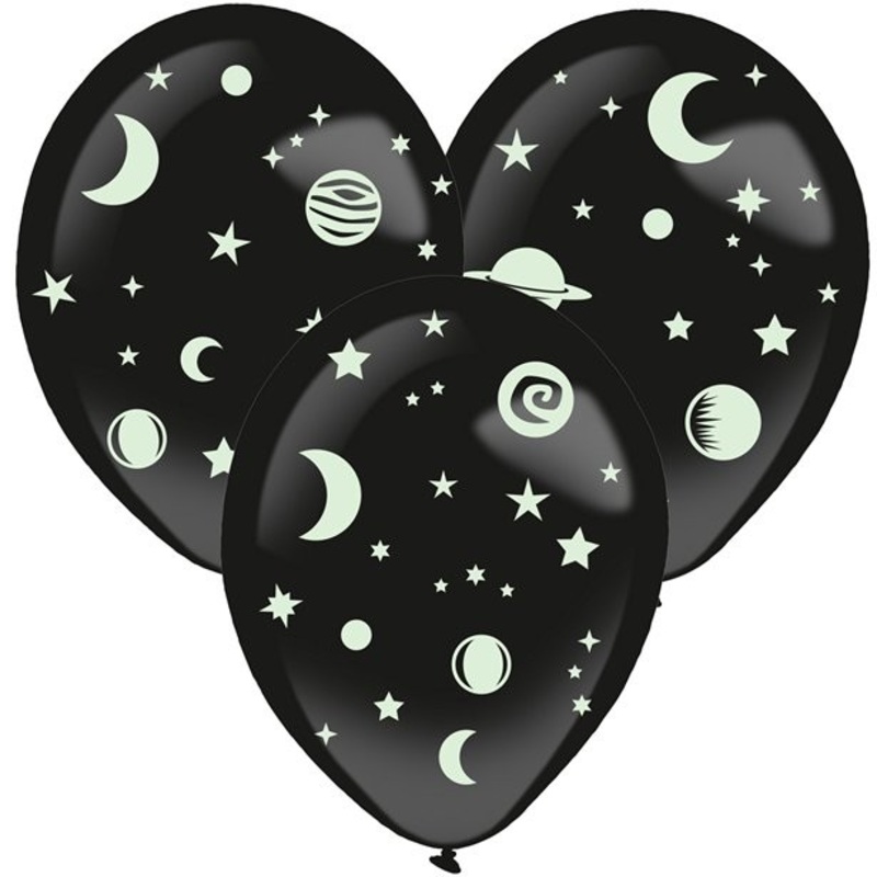 3 fluorescent space balloons 35.5cm