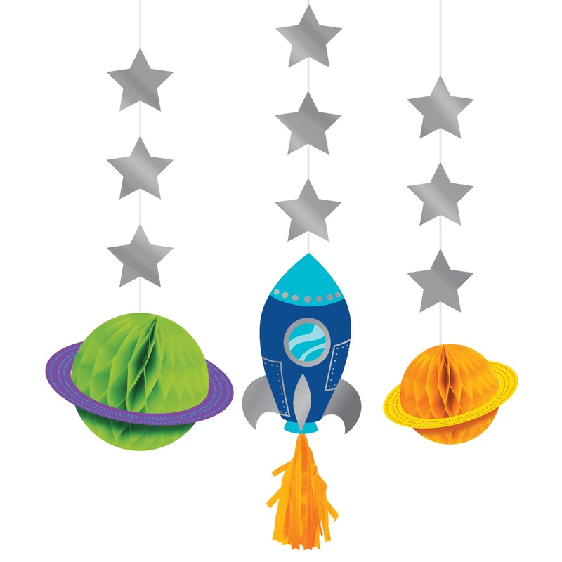 3 Galactic Birthday hangers 81cm