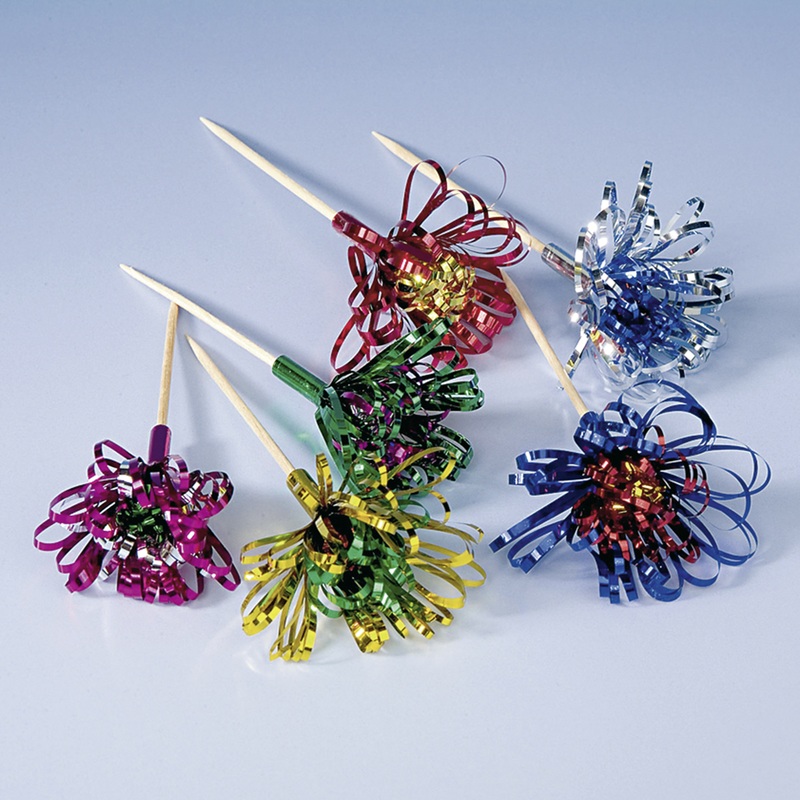 50 sparkling chrysanthemum party skewers 6.8cm