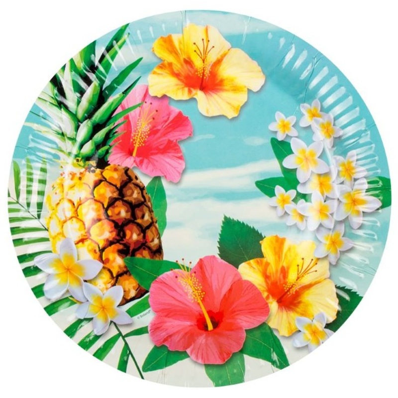 6 Hawaii party plates 23 cm