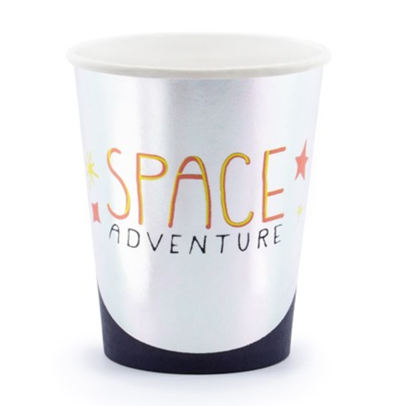 6 space party paper cups 200ml