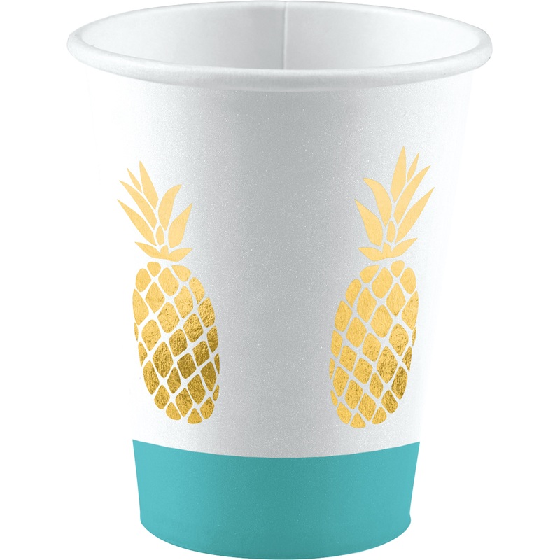 8 pineapple garden paper cups 250ml