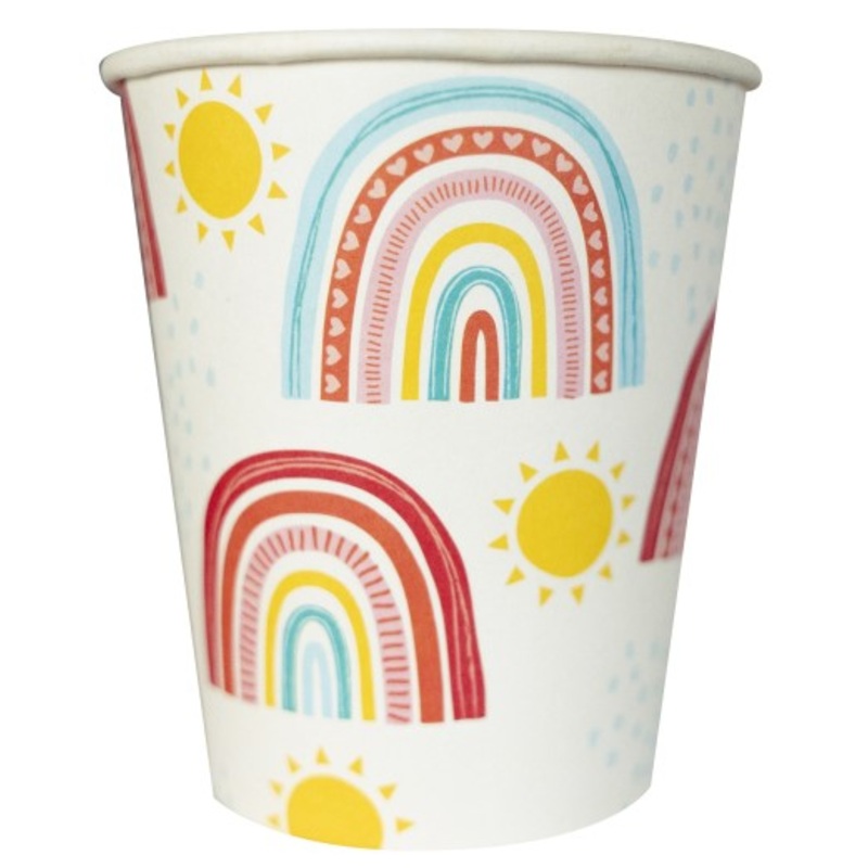 8 rainbow paper cups 250ml