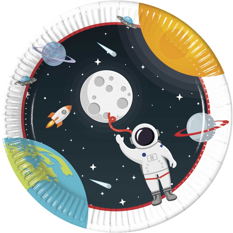 8 space paper plates moon travel 23cm