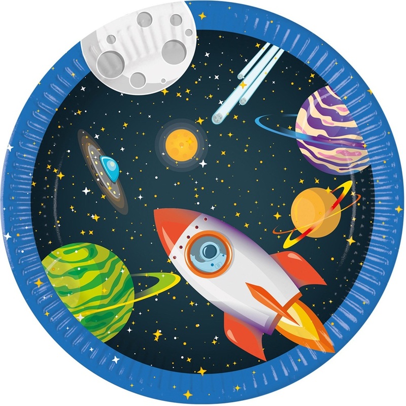 8 Space Rocket FSC paper plates 23cm