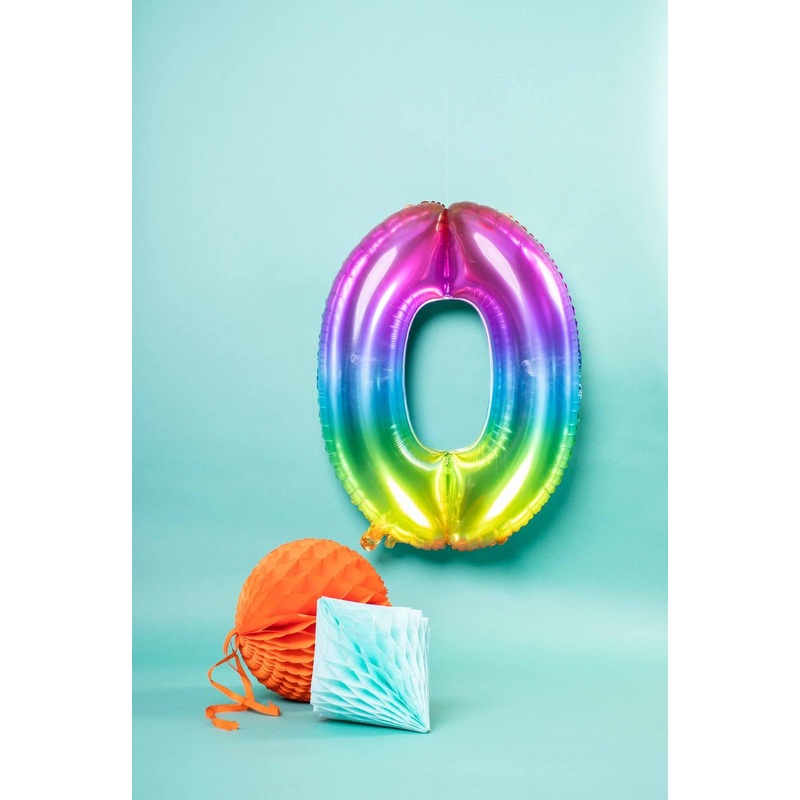 Number 0 Super Rainbow Foil Balloon 86cm