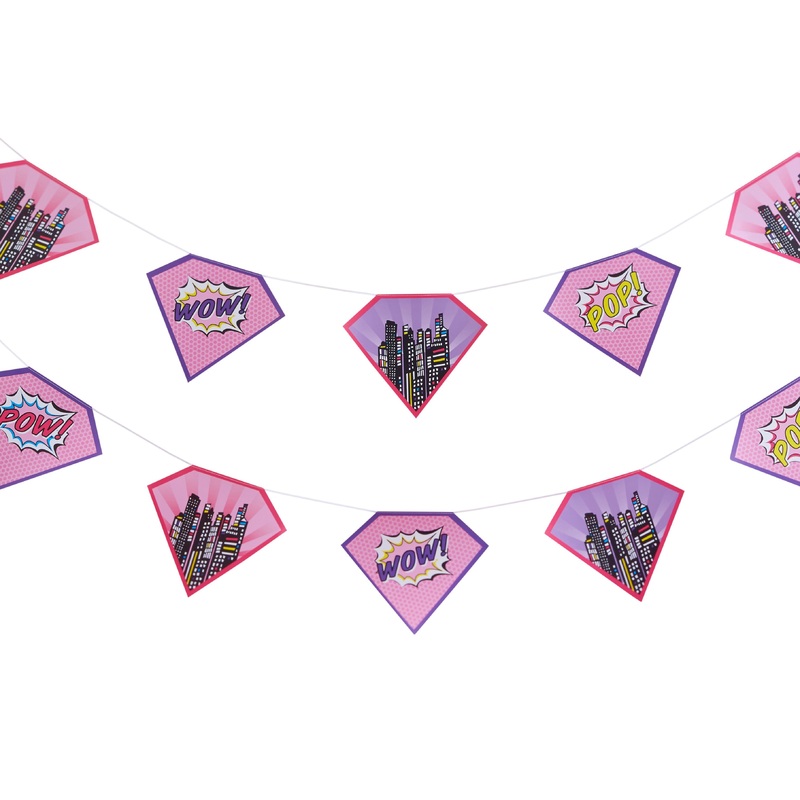 Pink comic garland Pow 4m