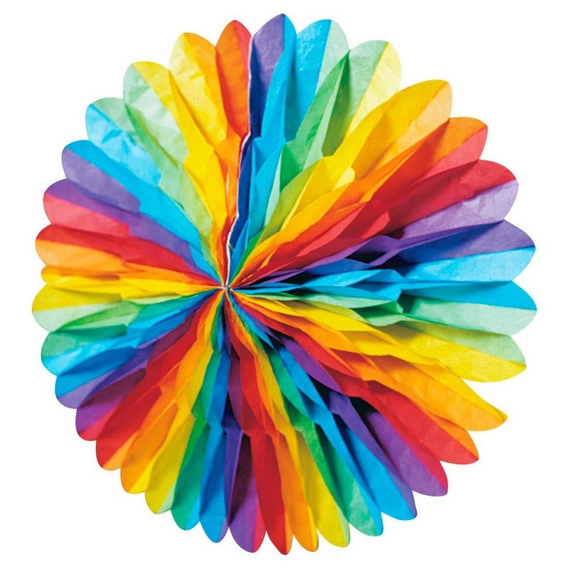 Rainbow party rosette 75cm