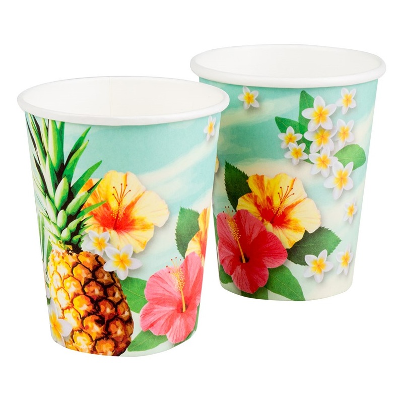 10 Colorful Hawaii Paper Cups 250ml