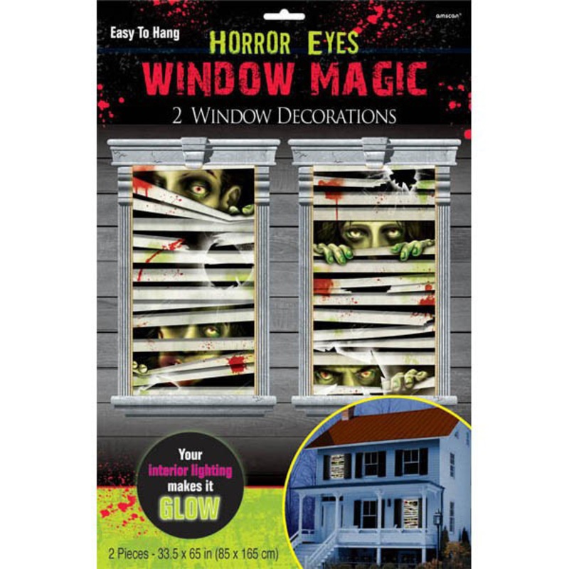 2 Zombie Town Horror Eyes Window Pictures 1.65mx 85cm