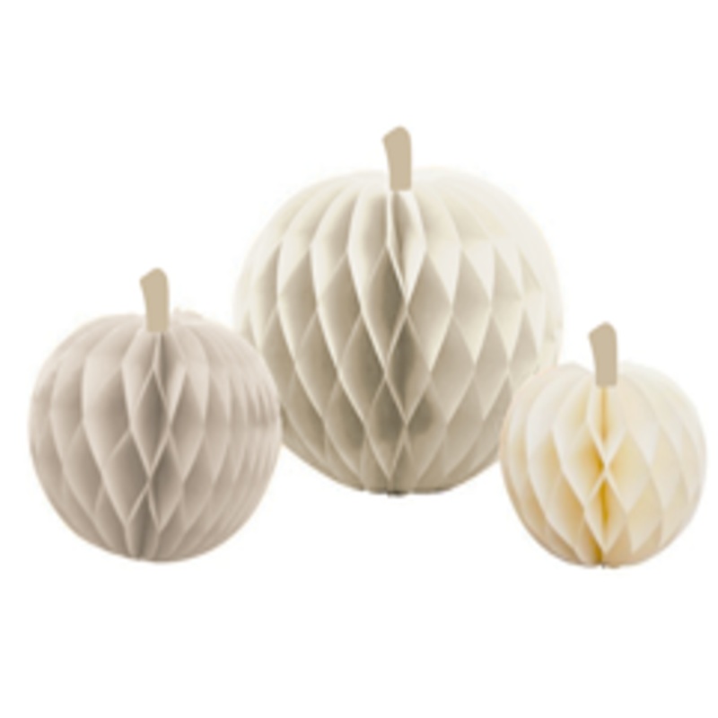 3 Creamy white pumpkin shaped honeycomb balls
