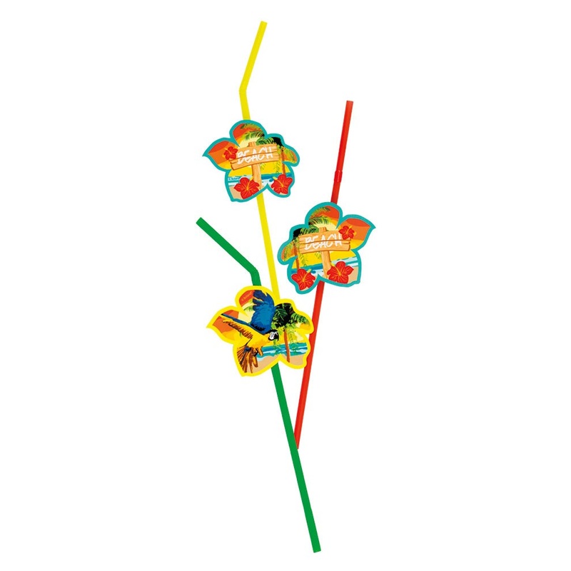 6 Hawaii Beach straws colored