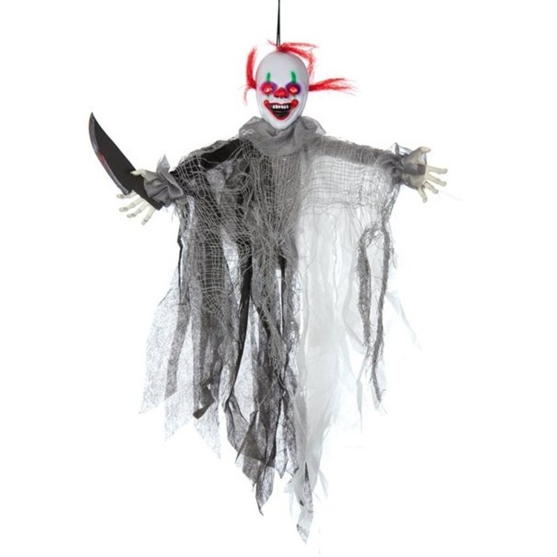 Animated killer horror clown hanging figure 60cm