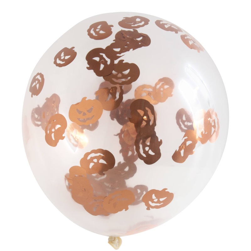 Balloon set of 4 with pumpkin confetti 30cm