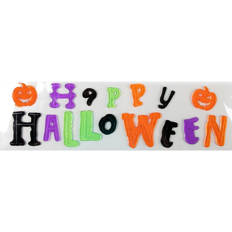 Colorful Happy Halloween Gel Window Decoration