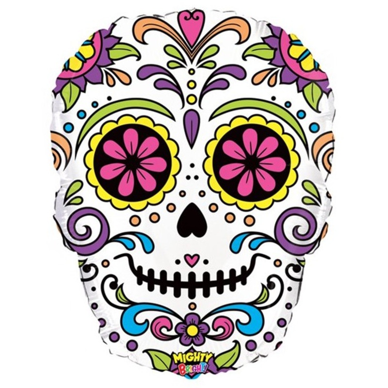Grinning skull foil balloon 67cm