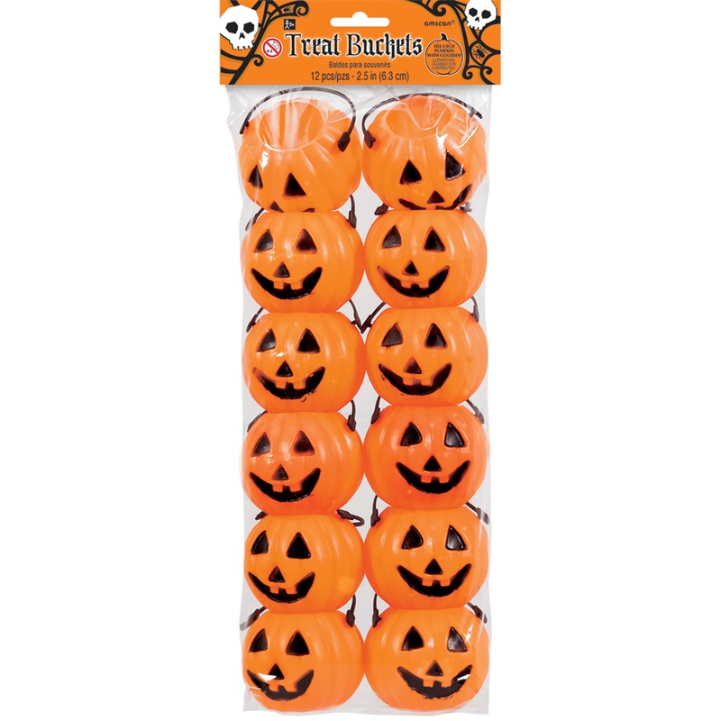12 Halloween pumpkin buckets 6cm