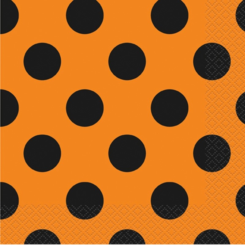 16 dotted party napkins in orange-black