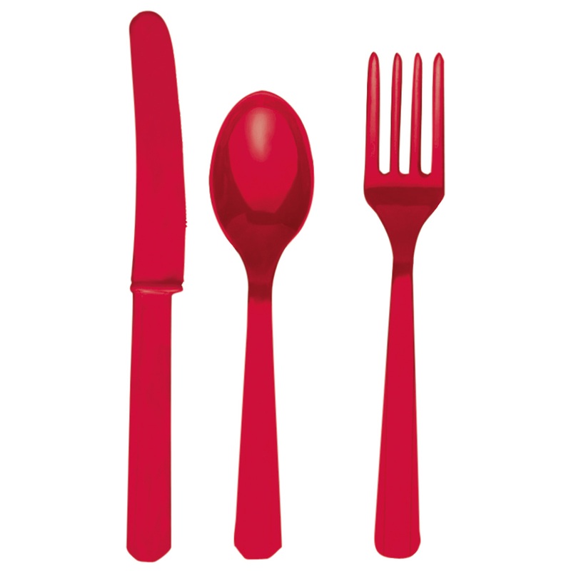 24 pcs. Buffet Cutlery Set Ruby Red