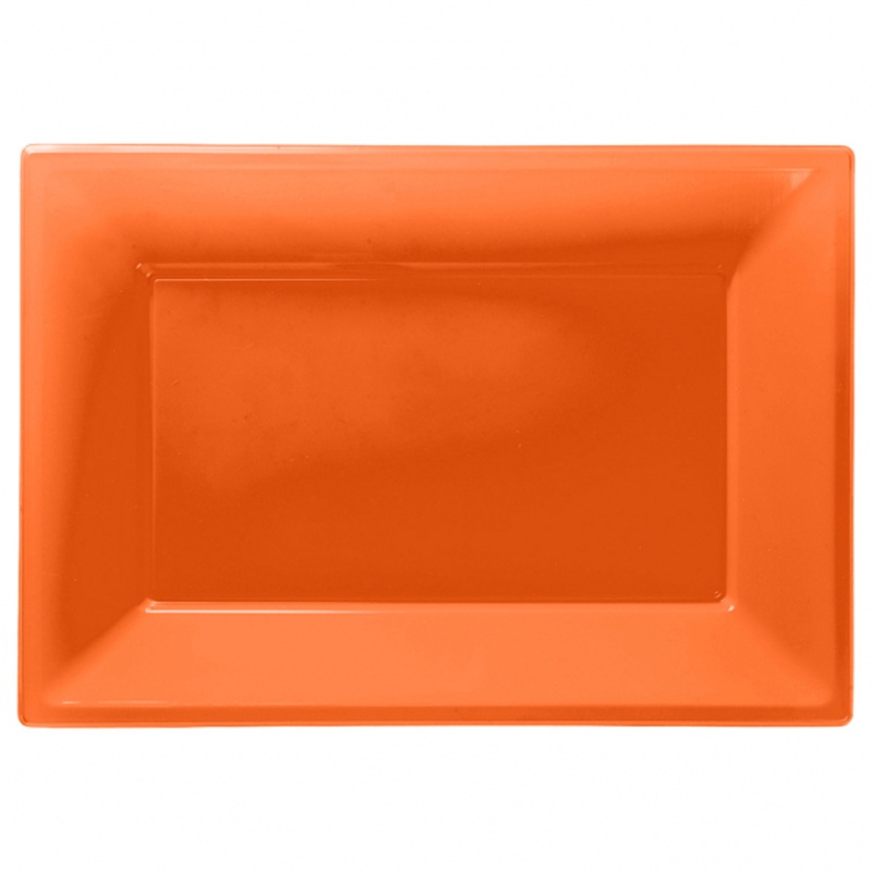 3 orange serving plates 33 x 23cm
