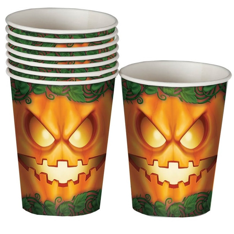 8 demon pumpkin paper cups 200ml
