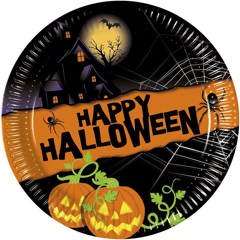 8 Happy Halloween paper plates 20cm