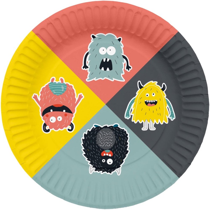 8 Monster Festival paper plates 23cm