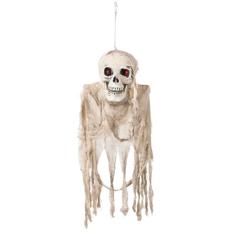 Animated skull hanging decoration 80cm
