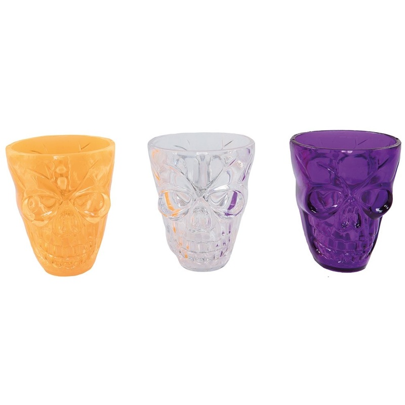 Colorful shot glass set of 3 Skull