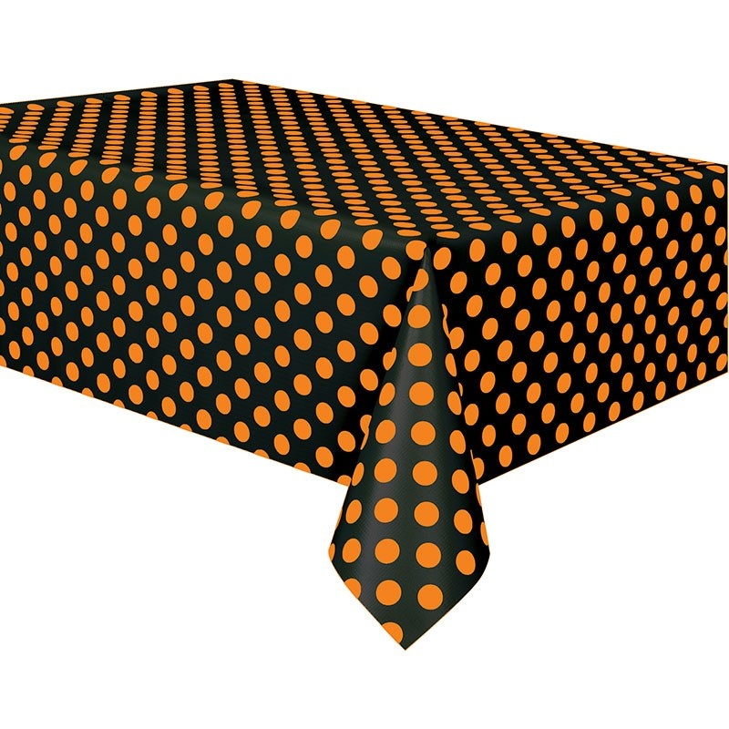 Dotted party tablecloth in black and orange
