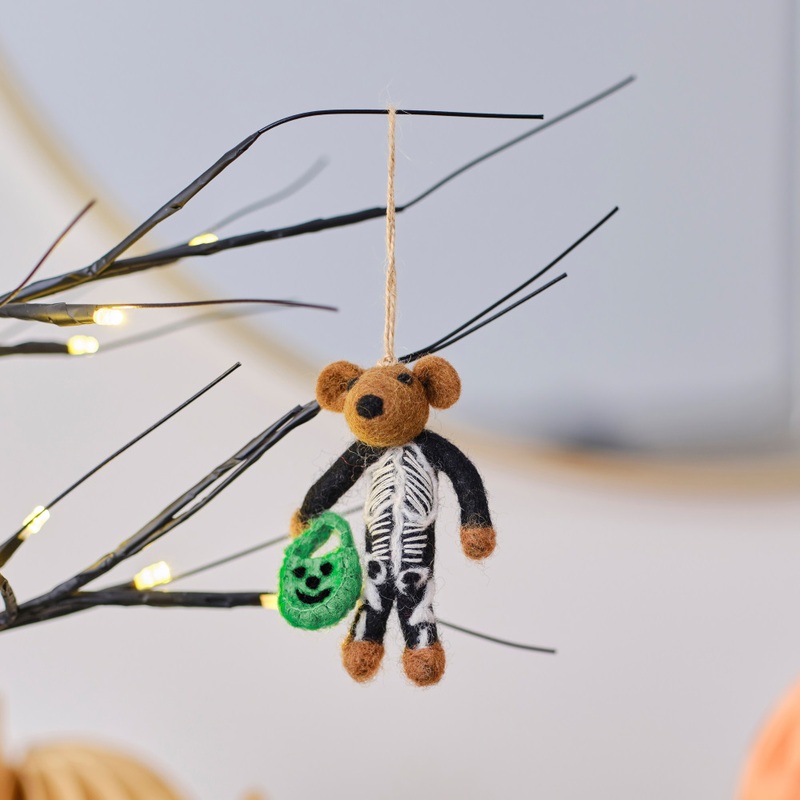 Halloween felt skeleton bear 10cm