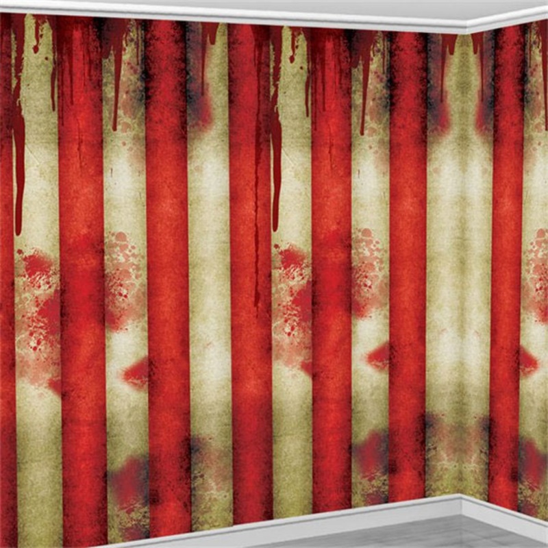 Horror circus wall backdrop striped 12 x 1.2m