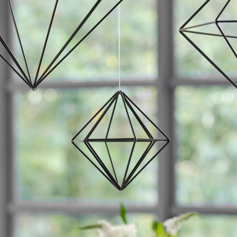 Minimal style matt black diamond pendant
