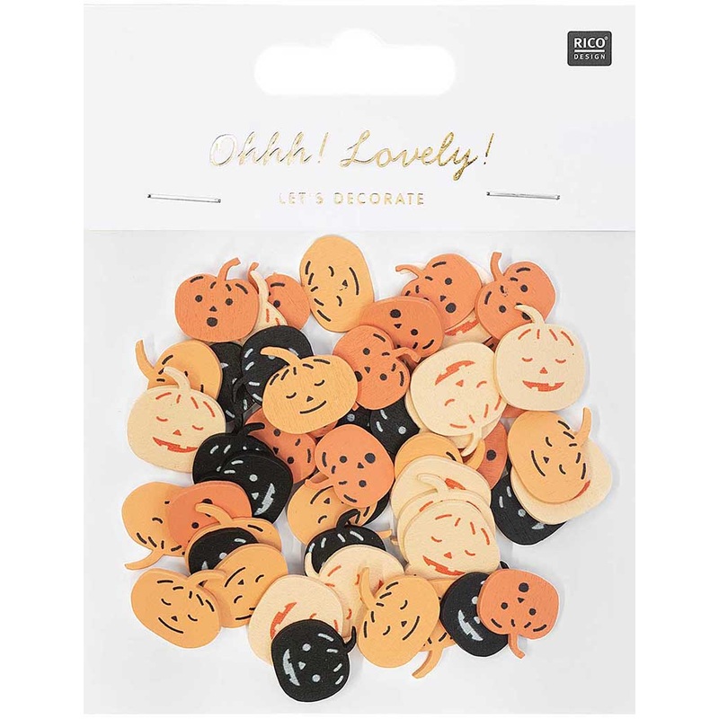Pumpkin wood sprinkle decoration 48 pcs
