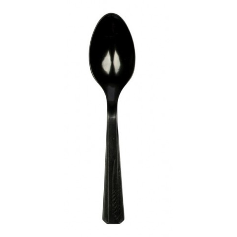 10 party buffet spoons black 14.5cm