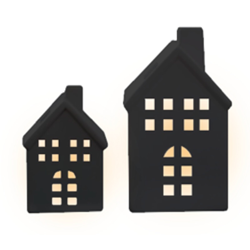 2 ceramic houses black