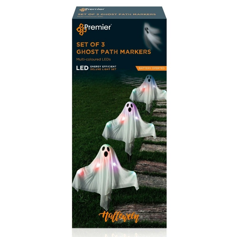 3 glowing ghost garden figures 50cm