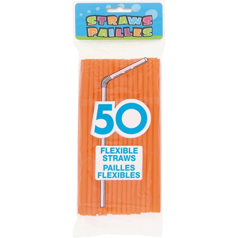50 Flexi straws Vera orange 20cm