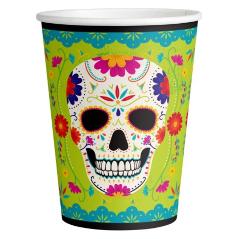 8 colorful day of the dead cups 250ml