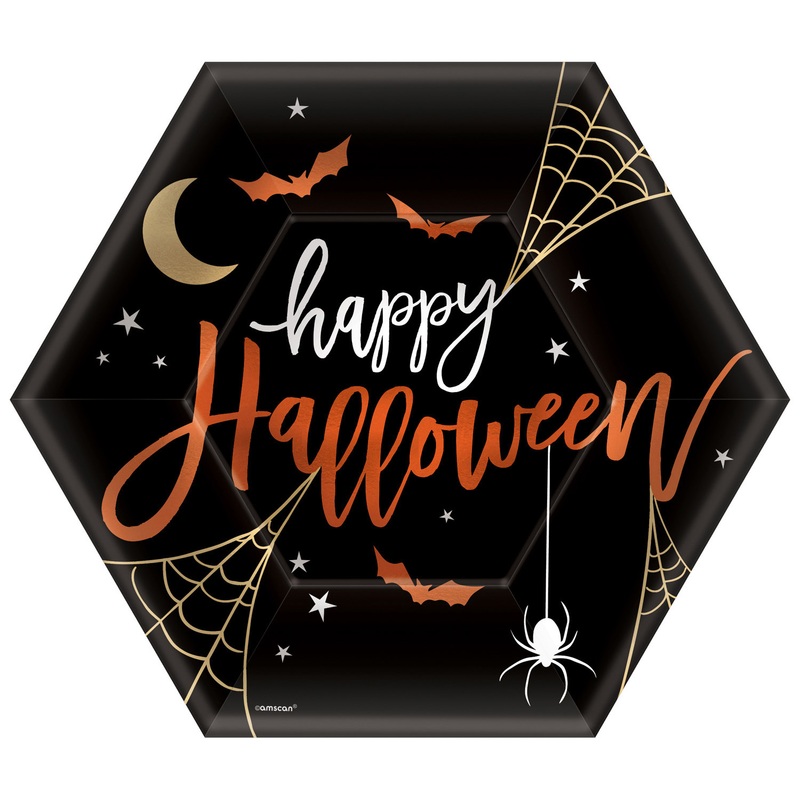8 Halloween Paper Plates Haunted Witch 23cm