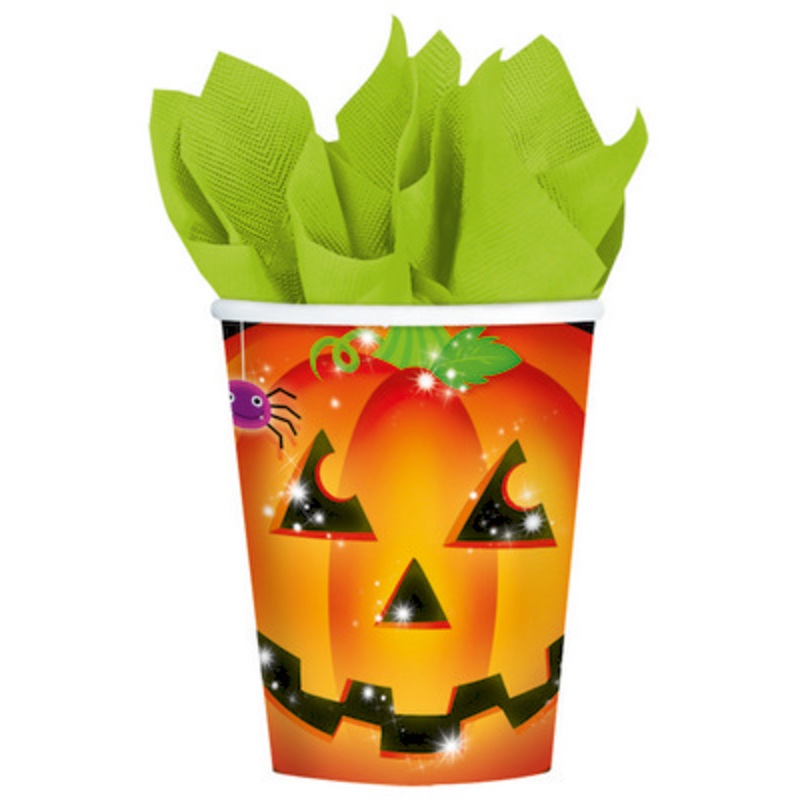 8 Pumpkin Paper Cups 266ml