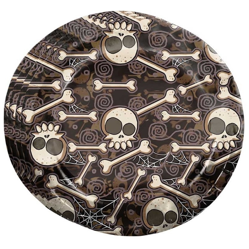 8 Skeleton Festival paper plates 23cm