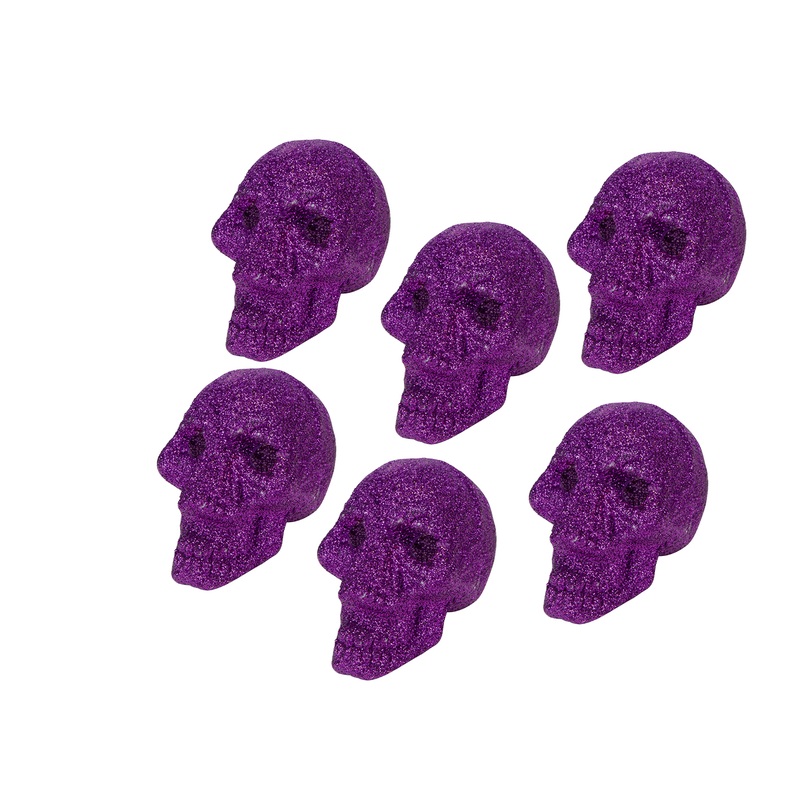 Glitter skulls Halloween table decoration set of 6 5.5 x 4 x 3.2cm