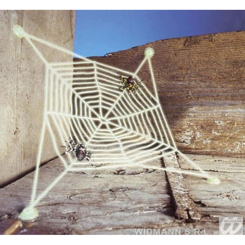 Glowing spider web with suction cups 27cm