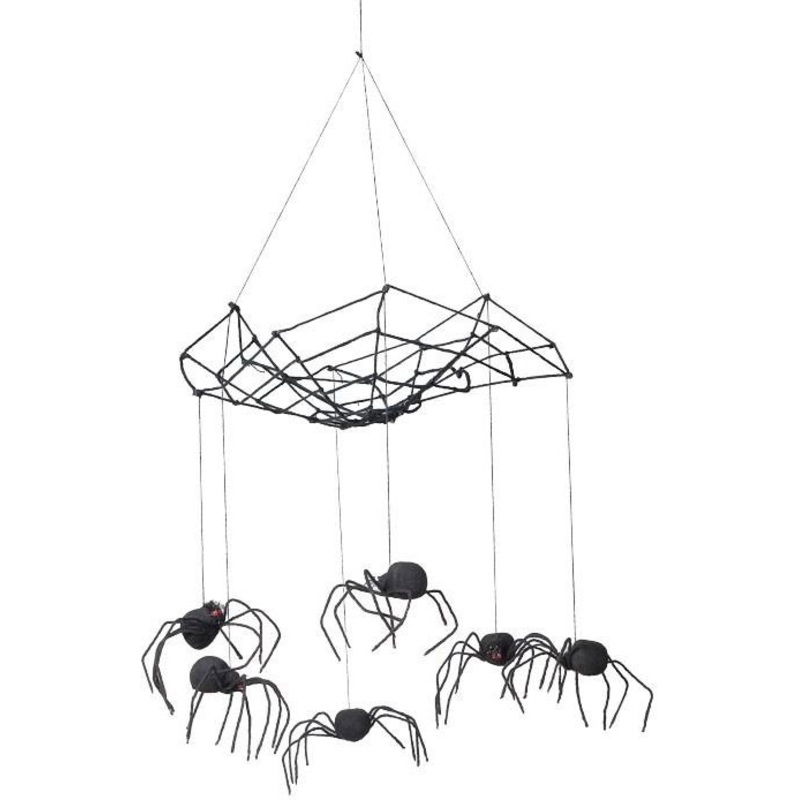 Scary spider mobile with 6 spiders