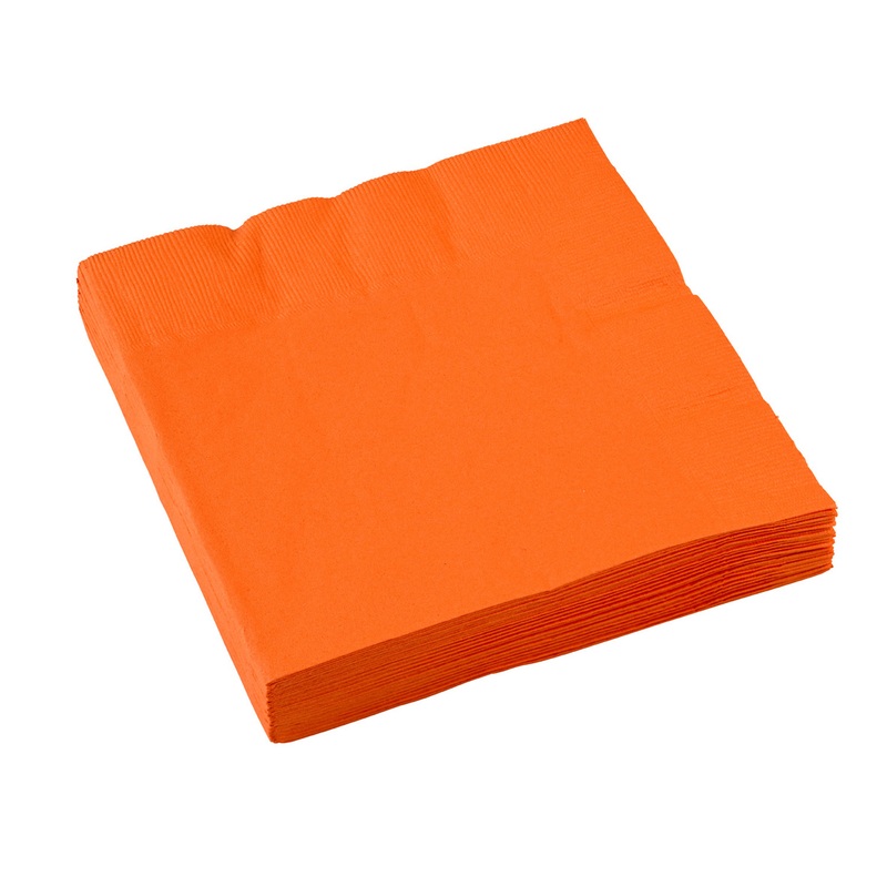 Set of 20 Partytime paper napkins fire opal orange